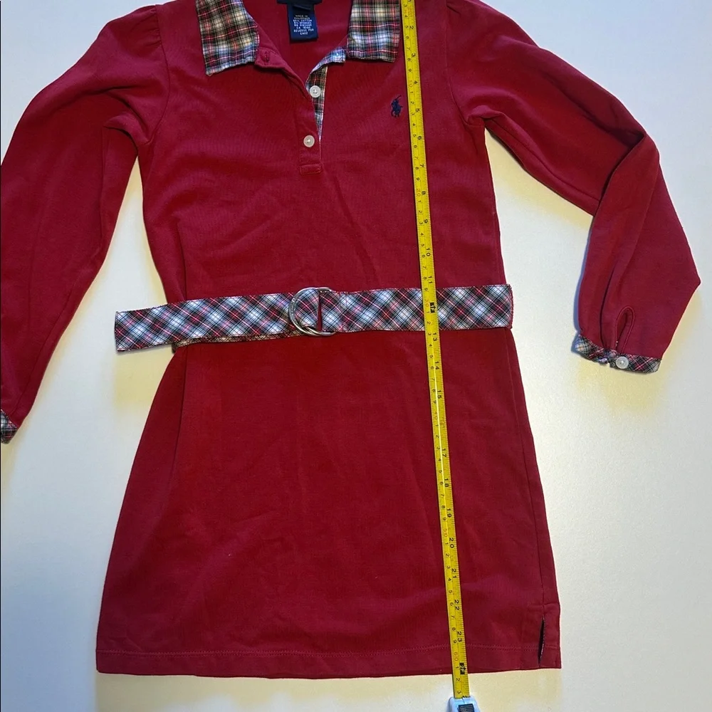 Ralph Lauren Scarlet Polo Dress with Checkered Details